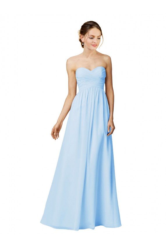 Pourpre Trapèze Sans bretelle Mousseline Longue Robes demoiselle d'honneur