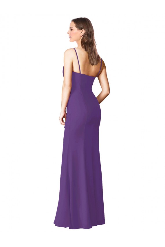 Prune Trapèze Sans bretelle Mousseline Longue Robes demoiselle d'honneur