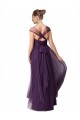 Prune Trapèze Tulle Longue Robes demoiselle d'honneur