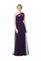 Prune Trapèze Tulle Longue Robes demoiselle d'honneur