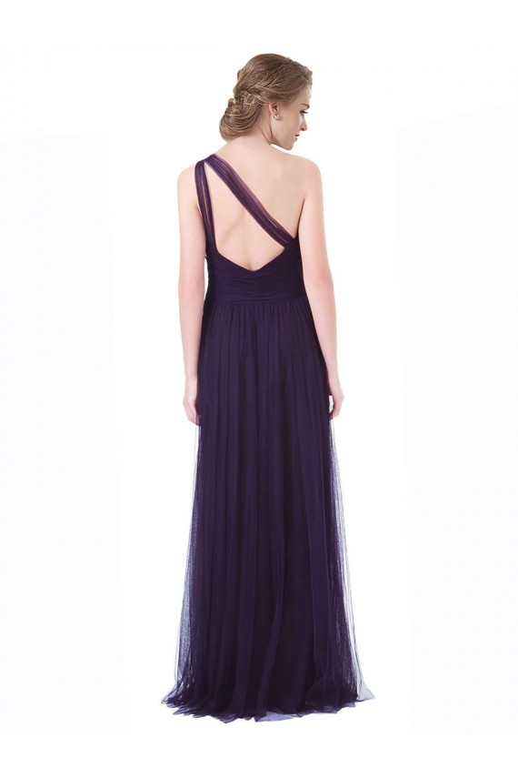 Prune Trapèze Tulle Longue Robes demoiselle d'honneur