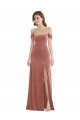 Rose Cannelle Trapèze Épaule Dénudée Velours Stretch Longue Robes demoiselle d'honneur / Robes de bal