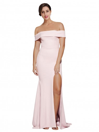 Rose Fourreau Col Carré Balayage train Crêpe Stretch Longue Formelles Robes demoiselle d'honneur / Robes de soirée / Robes de bal