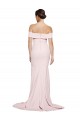 Rose Fourreau Col Carré Balayage train Crêpe Stretch Longue Formelles Robes demoiselle d'honneur / Robes de soirée / Robes de bal