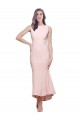 Rose Fourreau Col Haut midi Crêpe Stretch Courte Asymétrique Robes demoiselle d'honneur / Robes de soirée / Robes de cocktail