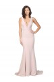 Rose Fourreau Col V Balayage train Crêpe Stretch Longue Formelles Robes demoiselle d'honneur / Robes de soirée / Robes de bal
