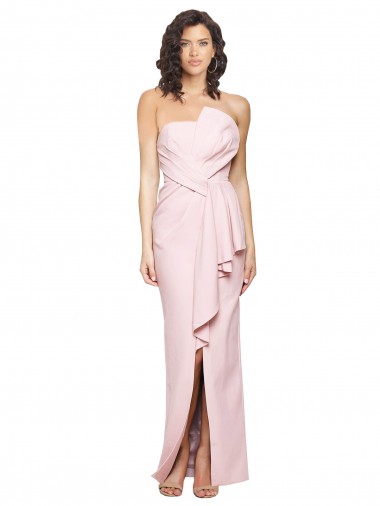 Rose Fourreau Sans bretelle Crêpe Stretch Longue Formelles Robes demoiselle d'honneur / Robes de soirée / Robes de bal