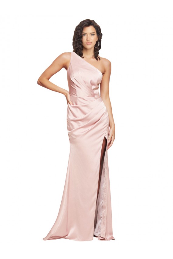Rose Fourreau Satiné Soyeux Longue Formelles Robes demoiselle d'honneur / Robes de soirée / Robes de bal