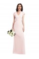 Rose Trapèze Col V Crêpe Stretch Longue Formelles Robes demoiselle d'honneur / Robes de soirée / Robes de bal