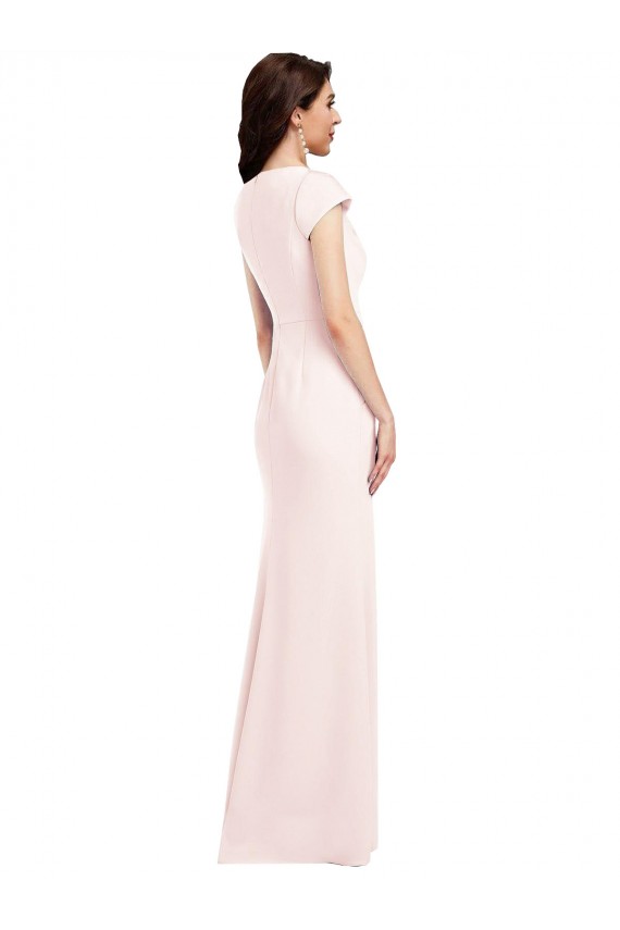 Rose Trapèze Col V Crêpe Stretch Longue Formelles Robes demoiselle d'honneur / Robes de soirée / Robes de bal