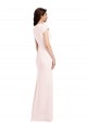 Rose Trapèze Col V Crêpe Stretch Longue Formelles Robes demoiselle d'honneur / Robes de soirée / Robes de bal