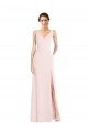 Rose Trapèze Col V Crêpe Stretch Longue Robes demoiselle d'honneur / Robes de bal