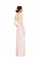 Rose Trapèze Col V Crêpe Stretch Longue Robes demoiselle d'honneur / Robes de bal