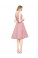 Rose Trapèze Col V Tulle Courte Robes demoiselle d'honneur / Robes de cocktail