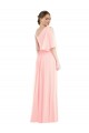 Rose Trapèze Mousseline Longue Robes demoiselle d'honneur