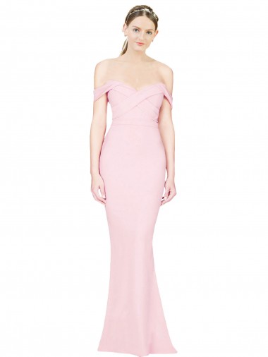 Rose Trapèze Sans bretelle Crêpe Stretch Longue Formelles Robes demoiselle d'honneur / Robes de soirée / Robes de bal