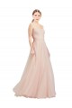 Rose Trapèze Sans bretelle Tulle Longue Robes demoiselle d'honneur