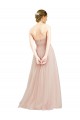 Rose Trapèze Sans bretelle Tulle Longue Robes demoiselle d'honneur
