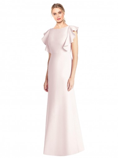 Rose Trompette Bateau Crêpe Stretch Longue Robes demoiselle d'honneur / Robes de bal