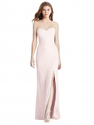 Rose Trompette Sans bretelle Crêpe Stretch Longue Robes demoiselle d'honneur / Robes de bal