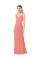 Rose du Désert Fourreau Col V Mousseline Longue Robes demoiselle d'honneur