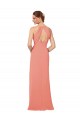 Rose du Désert Fourreau Col V Mousseline Longue Robes demoiselle d'honneur