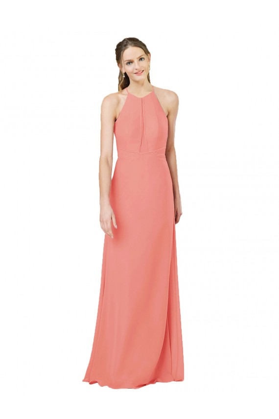 Rose du Désert Fourreau Licou Mousseline Longue Robes demoiselle d'honneur