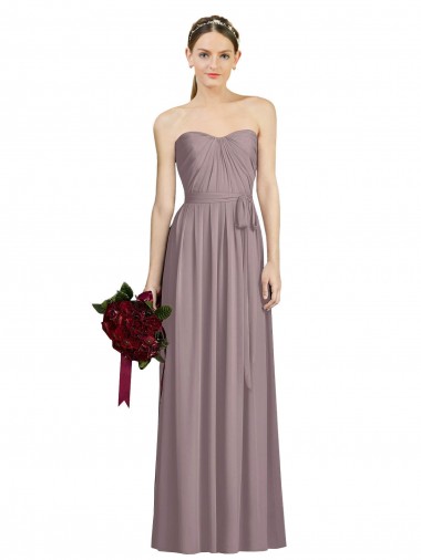 Rose poudré Trapèze Mousseline Longue Robes demoiselle d'honneur