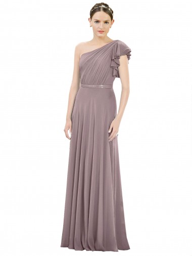Rose poudré Trapèze Mousseline Longue Robes demoiselle d'honneur