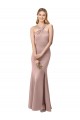 Rose poussiéreux Fourreau Licou Col Haut Crêpe Stretch Longue Robes demoiselle d'honneur / Robes de bal