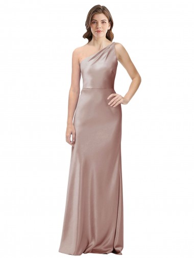 Rose poussiéreux Fourreau Satiné Stretch Longue Formelles Robes demoiselle d'honneur / Robes de soirée / Robes de bal