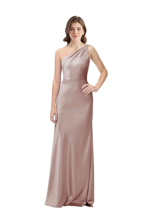Rose poussiéreux Fourreau Satiné Stretch Longue Formelles Robes demoiselle d'honneur / Robes de soirée / Robes de bal