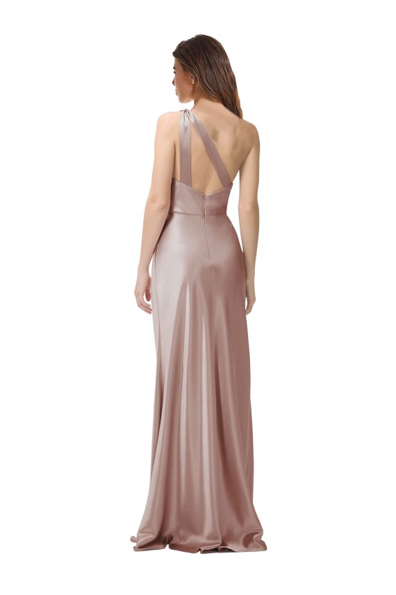 Rose poussiéreux Fourreau Satiné Stretch Longue Formelles Robes demoiselle d'honneur / Robes de soirée / Robes de bal