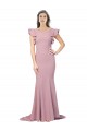 Rose poussiéreux Sirène Col rond Balayage train Crêpe Stretch Longue Formelles Robes demoiselle d'honneur / Robes de soirée / Robes de bal