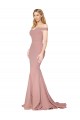 Rose poussiéreux Sirène Épaule Dénudée Balayage train Crêpe Stretch Longue Formelles Robes demoiselle d'honneur / Robes de soirée / Robes de bal