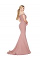 Rose poussiéreux Sirène Épaule Dénudée Balayage train Crêpe Stretch Longue Formelles Robes demoiselle d'honneur / Robes de soirée / Robes de bal