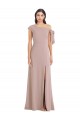 Rose poussiéreux Trapèze Épaule Dénudée Crêpe Stretch Longue Formelles Robes demoiselle d'honneur / Robes de soirée / Robes de bal
