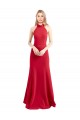 Rouge Trapèze Licou Col Haut Crêpe Stretch Longue Formelles Robes demoiselle d'honneur / Robes de soirée / Robes de bal