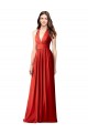 Rouge Trapèze Licou Col V Mousseline Longue Robes demoiselle d'honneur