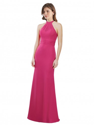 Rubis Trapèze Licou Mousseline Longue Robes demoiselle d'honneur