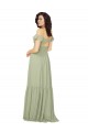 Safran Trapèze Col V Mousseline Longue Robes demoiselle d'honneur