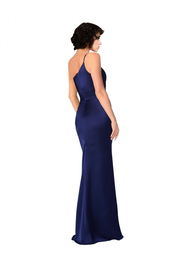 Saphir Trapèze Satiné Soyeux Longue Formelles Robes demoiselle d'honneur / Robes de soirée / Robes de bal