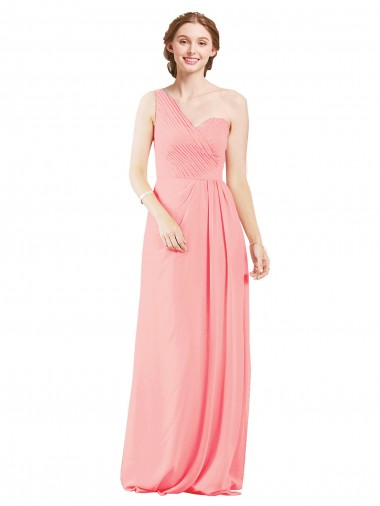 Saumon Trapèze Mousseline Longue Robes demoiselle d'honneur