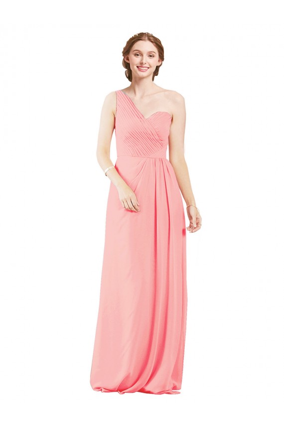 Saumon Trapèze Mousseline Longue Robes demoiselle d'honneur