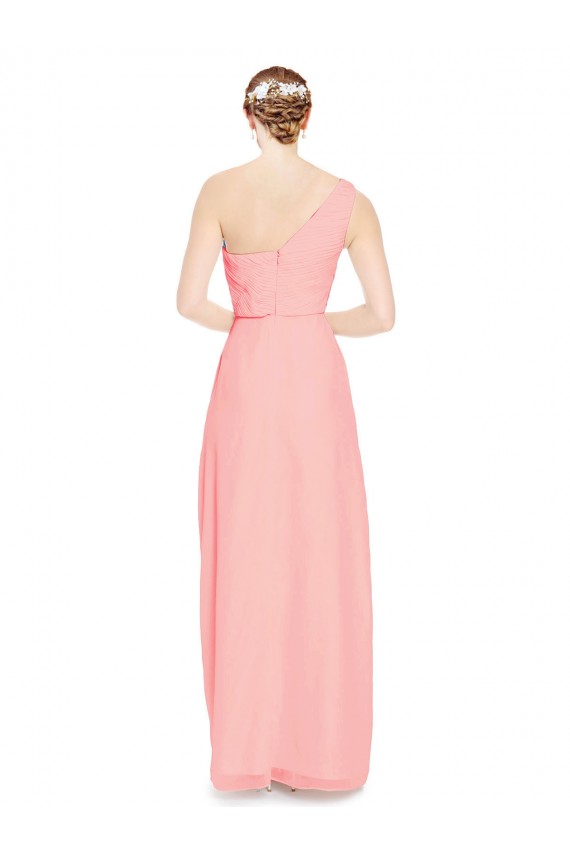 Saumon Trapèze Mousseline Longue Robes demoiselle d'honneur