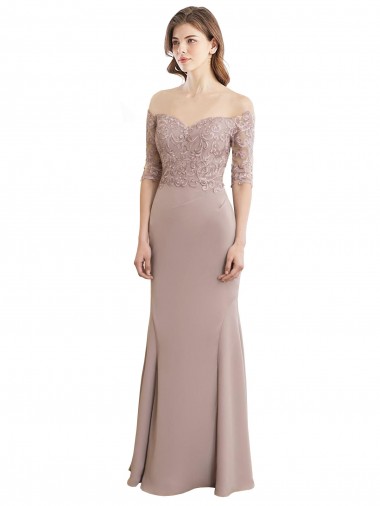 Sirène Col Haut Mousseline Dentelle Longue Robes demoiselle d'honneur