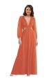 Trapèze Col V Mousseline Longue Asymétrique Robes demoiselle d'honneur