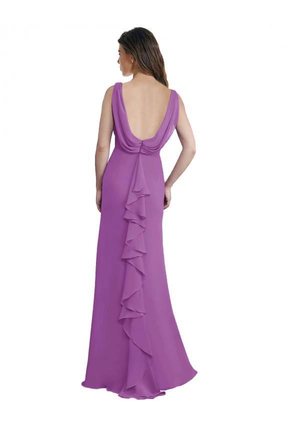 Trapèze Col V Mousseline Longue Robes demoiselle d'honneur