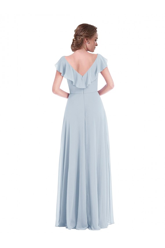 Trapèze Col V Mousseline Longue Robes demoiselle d'honneur