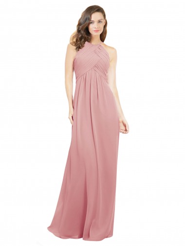 Trapèze Licou Mousseline Longue Robes demoiselle d'honneur
